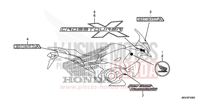 MARQUE/EMBLEME (BR,E,ED,F,KO,RU,U,2BR) de VFR1200X "Crosstourer" DCT CANDY PROMINENCE RED (R342) 2012